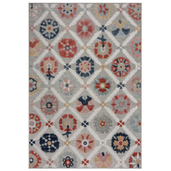 Flair Rugs, Kusový koberec Plaza Flora Grey – na von aj na doma, 120x170, viacfarebná, exteriér