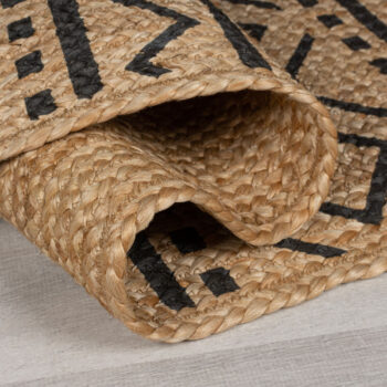Flair Rugs, Kusový koberec Printed Jute Luis Natural/Black, 200x290, béžová, chodba / predsieň