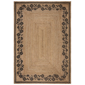 Flair Rugs, Kusový koberec Printed Jute Maisie Natural/Black, 200x290, béžová, chodba / predsieň