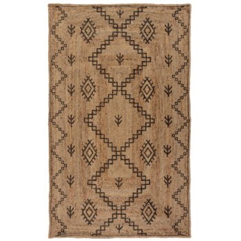 Flair Rugs, Kusový koberec Printed Jute Rowen Natural/Black, 200x290, béžová, chodba / predsieň