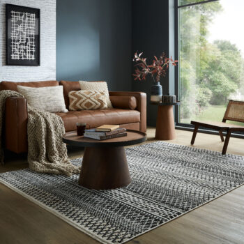 Flair Rugs, Kusový koberec Santiago Camino Black/White, 80x140, čiernobiela, obývacia izba