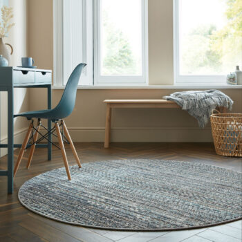 Flair Rugs, Kusový koberec Santiago Camino Blue kruh, 160x160 (priemer) kruh, modrá, obývacia izba