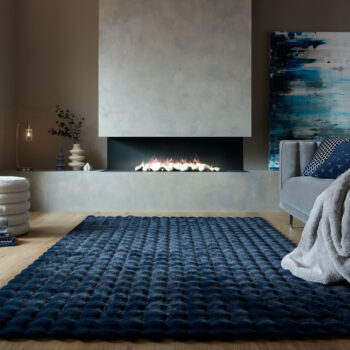 Flair Rugs, Kusový koberec Waffle Faux Fur Navy, 180x290, modrá, obývacia izba