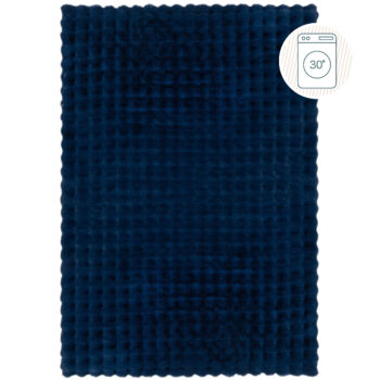 Flair Rugs, Kusový koberec Waffle Faux Fur Navy, 80x150, modrá, obývacia izba