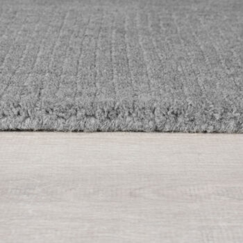 Flair Rugs, Kusový ručne tkaný koberec Tuscany Textured Wool Border Grey Marl, 200x290, šedá, obývacia izba