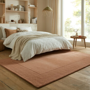 Flair Rugs, Kusový ručne tkaný koberec Tuscany Textured Wool Border Orange, 200x290, oranžová, obývacia izba