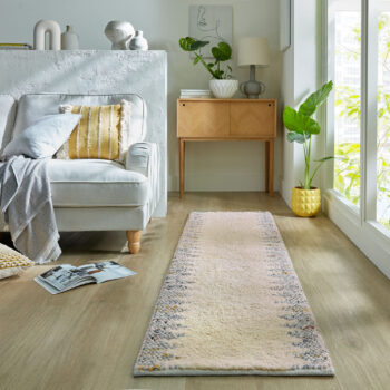 Flair Rugs, Ručne tkaný behúň Minerals Border Black/White, 60x230, biela, chodba / predsieň
