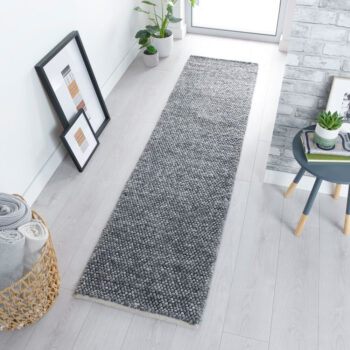 Flair Rugs, Ručne tkaný behúň Minerals Dark Grey, 60x230, šedá, chodba / predsieň
