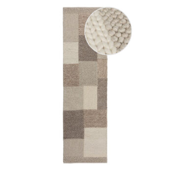 Flair Rugs, Ručne tkaný behúň Minerals Patchwork Natural, 60x230, béžová, chodba / predsieň