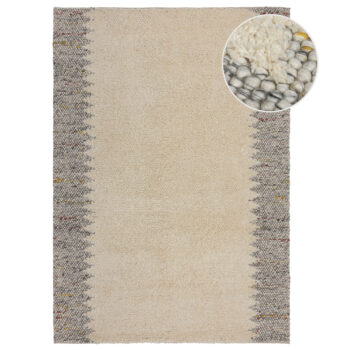 Flair Rugs, Ručne tkaný kusový koberec Minerals Border Black/White, 120x170, biela, chodba / predsieň