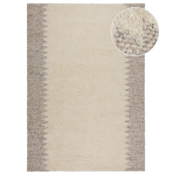 Flair Rugs, Ručne tkaný kusový koberec Minerals Border Natural, 120x170, biela, chodba / predsieň