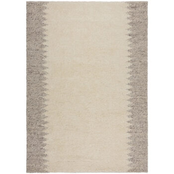 Flair Rugs, Ručne tkaný kusový koberec Minerals Border Natural, 80x150, biela, chodba / predsieň