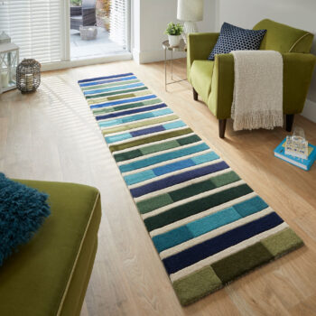 Flair Rugs, Ručne všívaný behúň Illusion Piano Green/Multi, 60x230, viacfarebná, chodba / predsieň