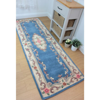 Flair Rugs, Ručne všívaný behúň Lotus premium Blue, 67x210, modrá, chodba / predsieň