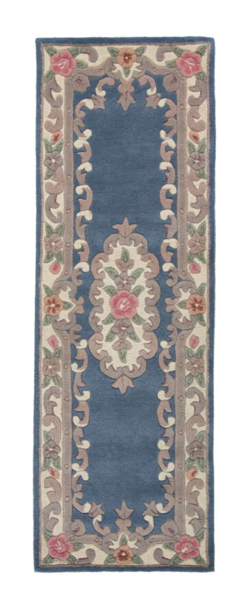 Flair Rugs, Ručne všívaný behúň Lotus premium Blue, 67x210, modrá, chodba / predsieň