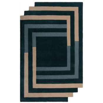 Flair Rugs, Ručne všívaný kusový koberec Abstract Labyrinth Shaped Green/Blue, 150x240, modrá, chodba / predsieň