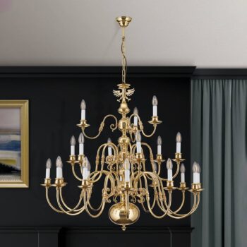 Flámsky visiaci luster Maximilian, 21-pl. s orlom