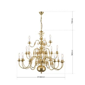 Flámsky visiaci luster Maximilian, 21-pl. s orlom