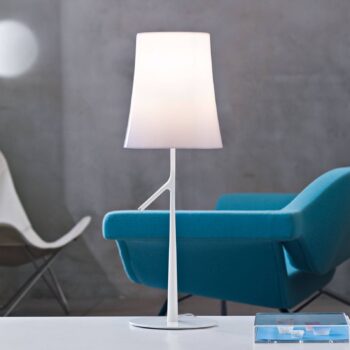 Foscarini Birdie piccola LED stolová lampa biela stmavená