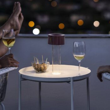 Foscarini LED dobíjacia stolová lampa Fleur, šalviovo zelená