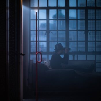 Foscarini Tobia terra stojaca LED lampa, oranžová