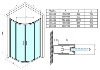 GELCO - SIGMA SIMPLY štvrťkruhová sprchová zástena 1000x1000, R550, číre sklo GS5510