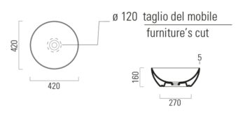 GSI - PURA keramické umývadlo na dosku, průměr 42cm, biela lesk ExtraGlaze 885111