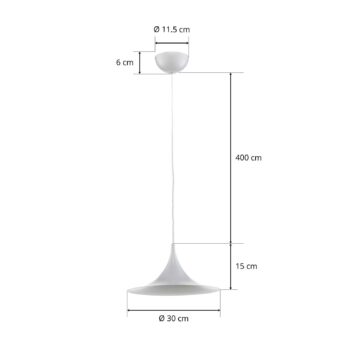 GUBI Polozávesné svietidlo, Ø 30 cm, biele