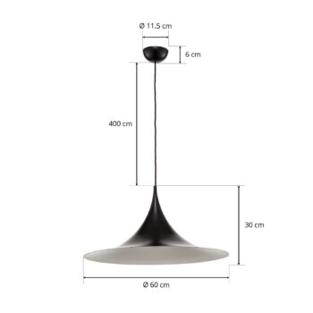 GUBI Polozávesné svietidlo, Ø 60 cm, čierne