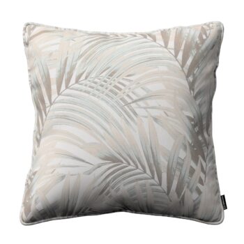 Gabika so šnúrkou, obliečka na vankúš, béžové a krémové palmové listy na bielom pozadí , 45 x 45 cm, Gardenia, 142-14