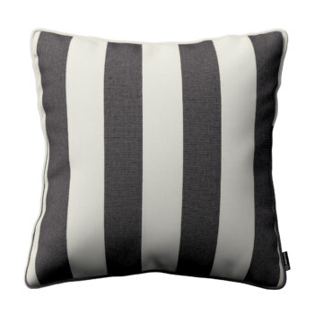 Gabika so šnúrkou, obliečka na vankúš, biało-grafitowe pionowe pasy, 60 x 60 cm, Quadro, 143-92