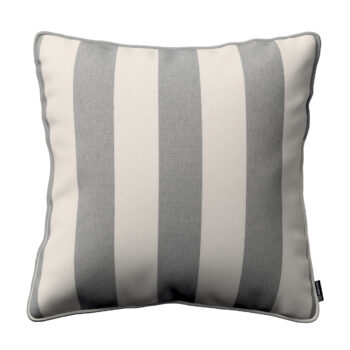 Gabika so šnúrkou, obliečka na vankúš, biało-szare pionowe pasy, 60 x 60 cm, Quadro, 143-91