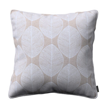 Gabika so šnúrkou, obliečka na vankúš, biele listy na béžovom podklade , 60 x 60 cm, Sunny, 143-85