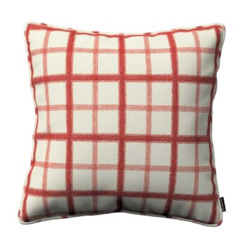 Gabika so šnúrkou, obliečka na vankúš, bordové káro na svetlobéžovom podklade, 45 x 45 cm, Avinon, 131-15
