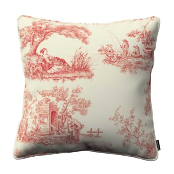 Gabika so šnúrkou, obliečka na vankúš, bordový vzor na svetlobéžovom podklade, 60 x 60 cm, Avinon, 132-15