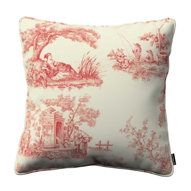 Gabika so šnúrkou, obliečka na vankúš, bordový vzor na svetlobéžovom podklade, 60 x 60 cm, Avinon, 132-15 Gabika so šnúrkou, obliečka na vankúš, bordový vzor na svetlobéžovom podklade, 60 x 60 cm, Avinon, 132-15