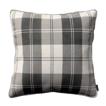 Gabika so šnúrkou, obliečka na vankúš, čierno - biele káro, 45 x 45 cm, Edinburg, 115-74