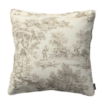 Gabika so šnúrkou, obliečka na vankúš, ecru pozadie, béžové postavy, 60 x 60 cm, Avinon, 144-53