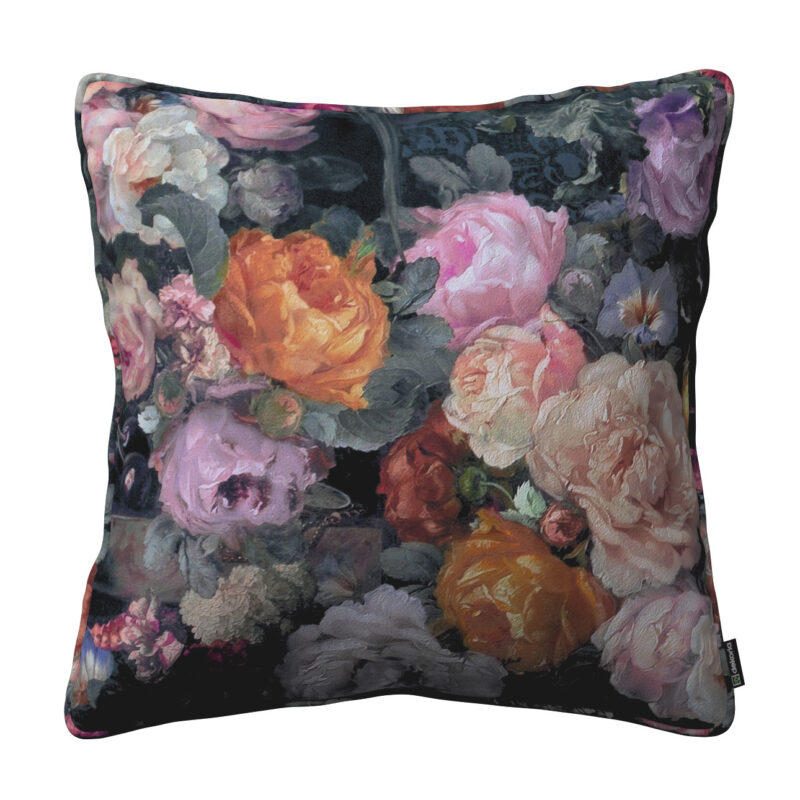 Gabika so šnúrkou, obliečka na vankúš, farebné kvety na tmavom pozadí, 60 x 60 cm, Gardenia, 161-02 Gabika so šnúrkou, obliečka na vankúš, farebné kvety na tmavom pozadí, 60 x 60 cm, Gardenia, 161-02