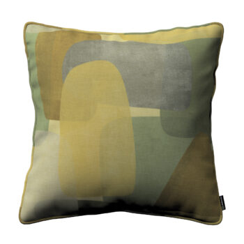 Gabika so šnúrkou, obliečka na vankúš, geometrické vzory v zeleno - hnedých farbách, 60 x 60 cm, Vintage 70's, 143-72