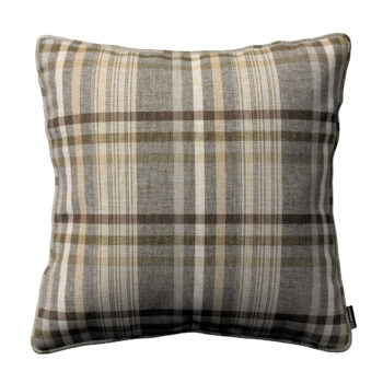 Gabika so šnúrkou, obliečka na vankúš, hnedo - béžové káro, 60 x 60 cm, Edinburg, 703-17