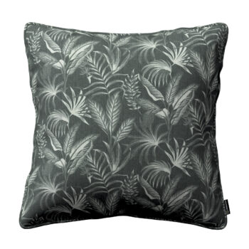 Gabika so šnúrkou, obliečka na vankúš, listy na čiernom podklade, 45 x 45 cm, Flowers, 143-73