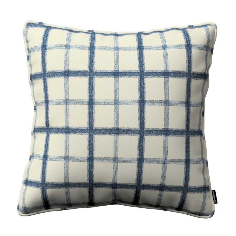 Gabika so šnúrkou, obliečka na vankúš, modré káro na svetlobéžoom podklade, 60 x 60 cm, Avinon, 131-66 Gabika so šnúrkou, obliečka na vankúš, modré káro na svetlobéžoom podklade, 60 x 60 cm, Avinon, 131-66