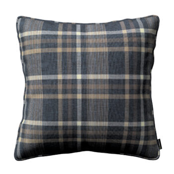 Gabika so šnúrkou, obliečka na vankúš, modro - béžové káro, 45 x 45 cm, Edinburg, 703-16