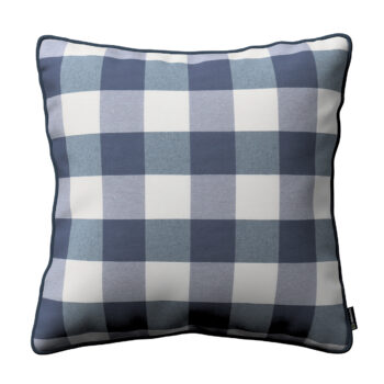 Gabika so šnúrkou, obliečka na vankúš, modro - biele veľké káro, 60 x 60 cm, Quadro, 136-03