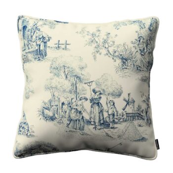 Gabika so šnúrkou, obliečka na vankúš, modrý vzor na svetlobéžovom podklade, 45 x 45 cm, Avinon, 132-66