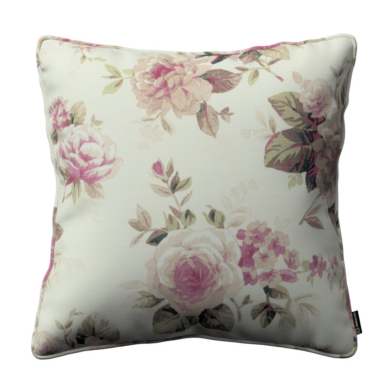 Gabika so šnúrkou, obliečka na vankúš, ružovo-béžové ruže na krémovom podklade, 45 x 45 cm, Londres, 141-07 Gabika so šnúrkou, obliečka na vankúš, ružovo-béžové ruže na krémovom podklade, 45 x 45 cm, Londres, 141-07