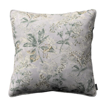 Gabika so šnúrkou, obliečka na vankúš, sivo - béžové rastliny na sivom podklade, 45 x 45 cm, Londres, 143-37