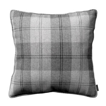 Gabika so šnúrkou, obliečka na vankúš, sivo - grafitové káro, 45 x 45 cm, Edinburg, 115-75