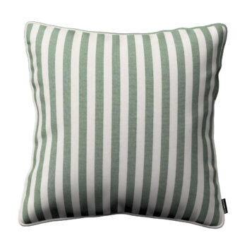 Gabika so šnúrkou, obliečka na vankúš, zelené a biele pruhy (1,5 cm), 45 x 45 cm, Quadro, 144-35